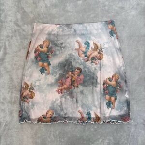 Y2K Ethereal Cherub Angel Mesh Mini Skirt NLY Trend Small